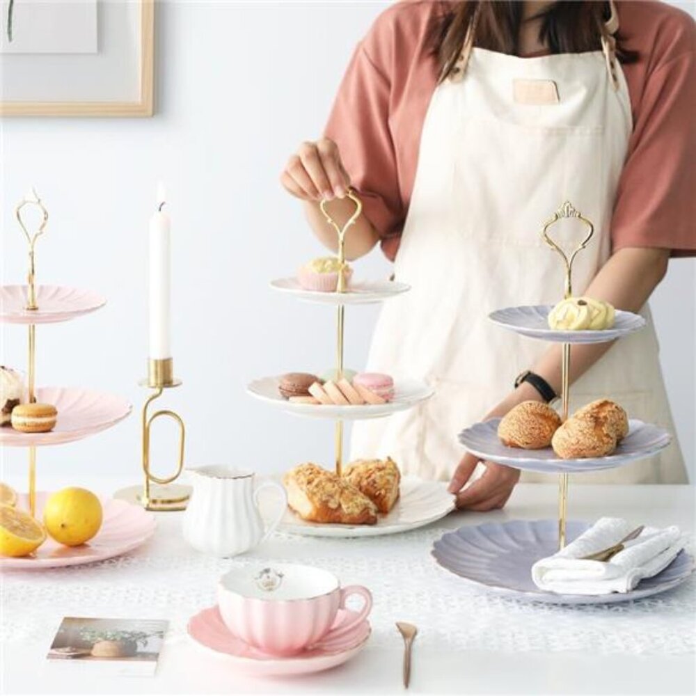 3 Tier Ceramic Cake Stand Wedding, Dessert Cupcake Stand for Tea Party Serving - Picture 5 of 7